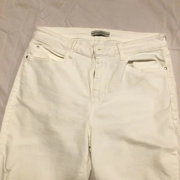 Guess High Rise Flare Distressed Jeans Size 32 White - Picture 2 of 16